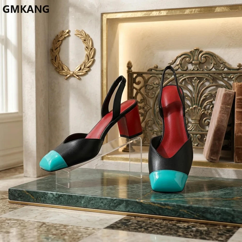 Women’s Retro Color Block Square Toe High Heel Sandals, Genuine Leather Covered Toe Thick Heel, Comfortable Chunky Heel for
Women’s Retro Color Block Square Toe High Heel Sandals, Genuine Leather Covered Toe Thick Heel, Comfortable Chunky Heel for
