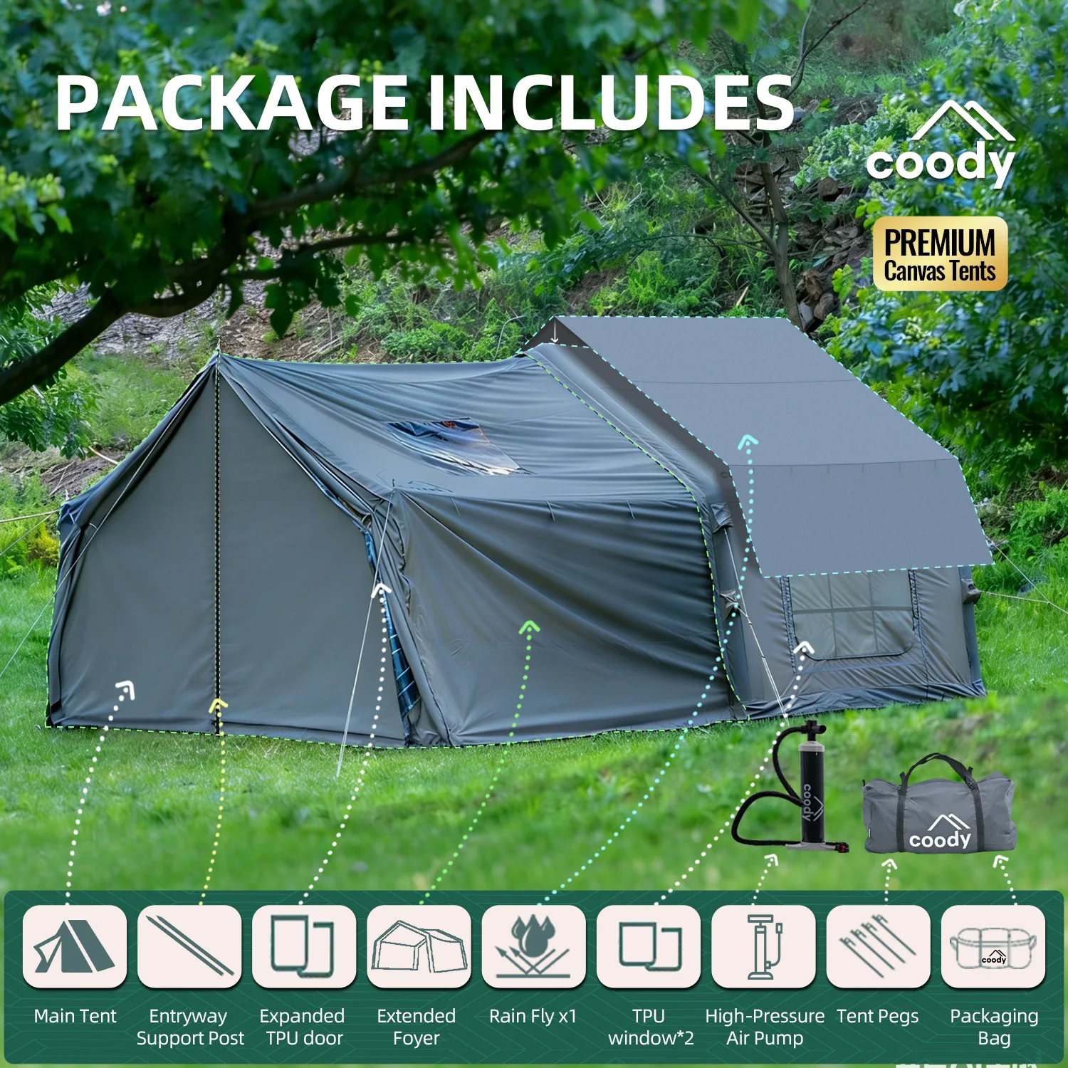 8.0+Framed Foyer Air Tent-Gray Factory Sale Inflatable 4 Season Cotton Inflatable Outdoor Camping Tents
8.0+Framed Foyer Air Tent-Gray Factory Sale Inflatable 4 Season Cotton Inflatable Outdoor Camping Tents
