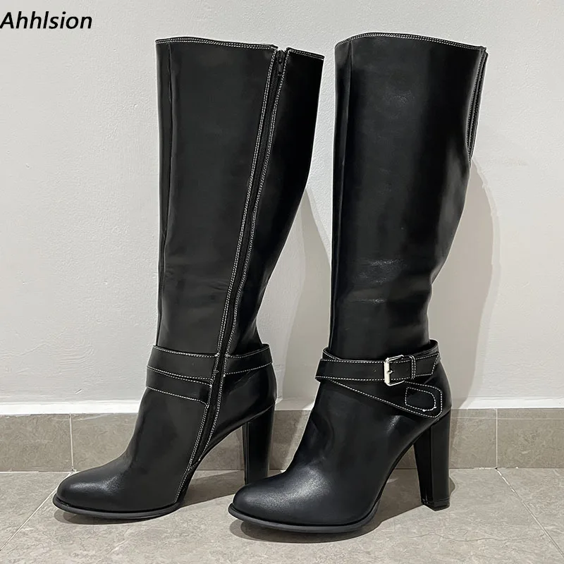 Ahhlsion Real Photos Women Winter Knee Boots Chunky High Heels Round Toe Elegant Black Party Shoes Ladies US Plus Size 5-20
Ahhlsion Real Photos Women Winter Knee Boots Chunky High Heels Round Toe Elegant Black Party Shoes Ladies US Plus Size 5-20