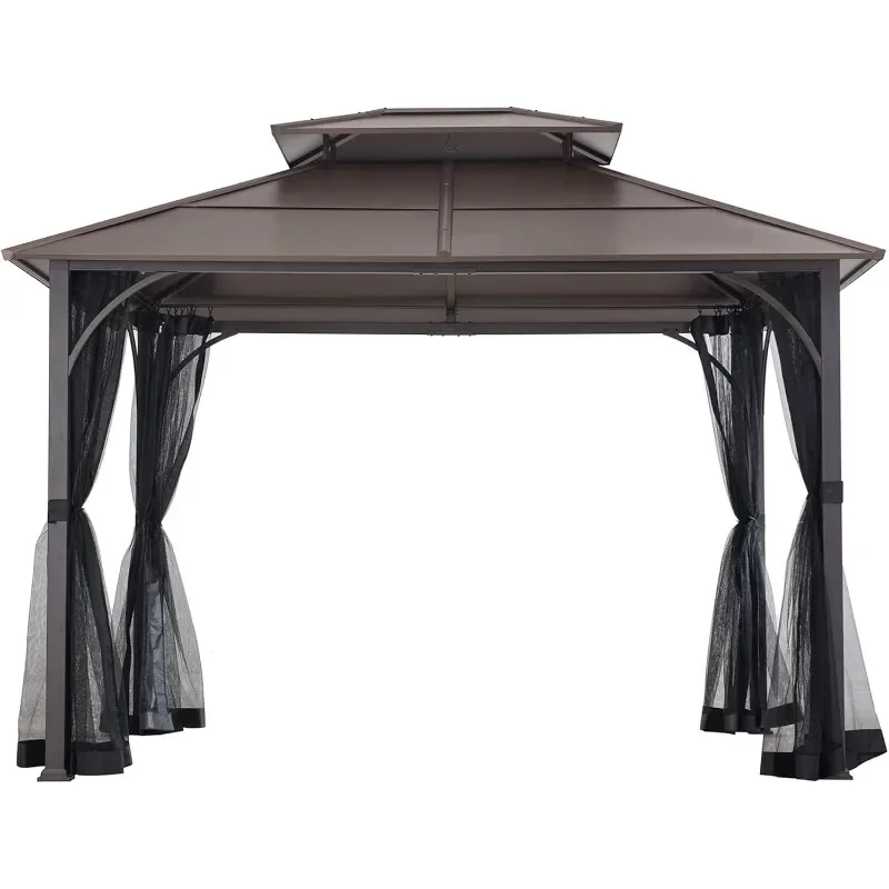 Hardtop Gazebo 10 x 12 ft. Outdoor Gazebo, Heavy Duty Steel Frame Gazebo, Double Tiered Metal Gazebo with Ceiling Hook
Hardtop Gazebo 10 x 12 ft. Outdoor Gazebo, Heavy Duty Steel Frame Gazebo, Double Tiered Metal Gazebo with Ceiling Hook