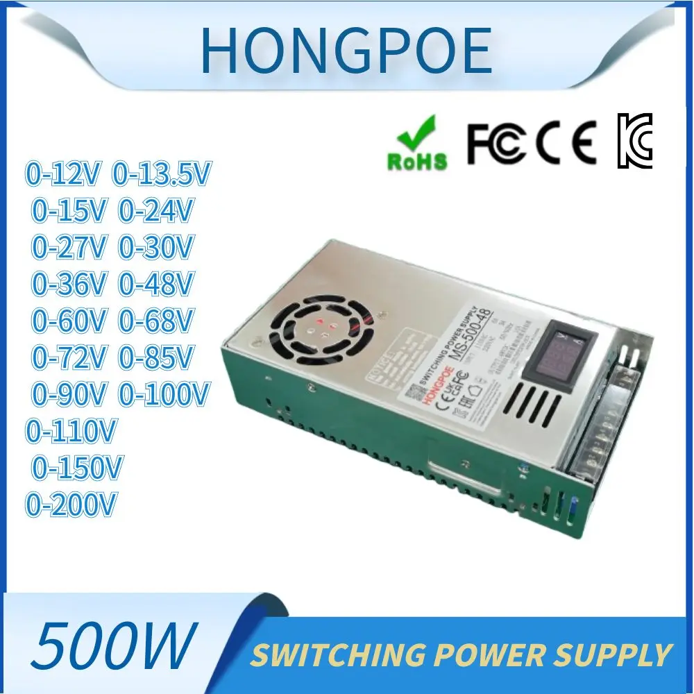 500W Adjustable Digital Display Power Supply 0-12V 13.5V 15V 24V 27V 36V 48V 60V 72V 85V 90V 110V 150V 200V 110/220V Ac Smps
500W Adjustable Digital Display Power Supply 0-12V 13.5V 15V 24V 27V 36V 48V 60V 72V 85V 90V 110V 150V 200V 110/220V Ac Smps