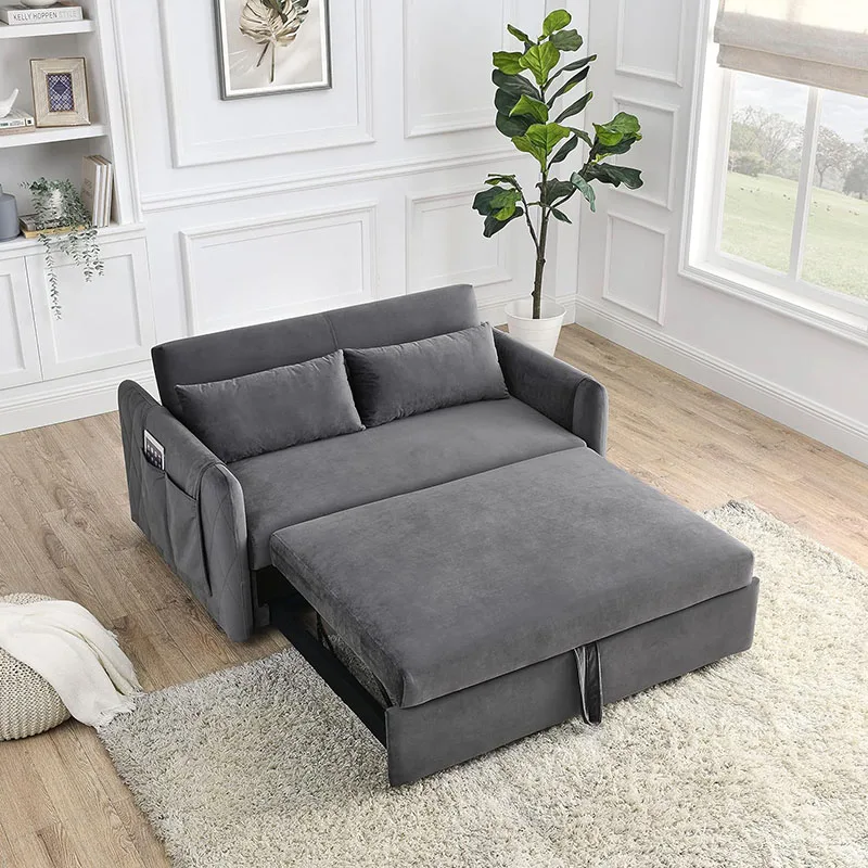 Sleeper Pull Sofa With 2 Detachable Arm Pockets, Adjustable Velvet Futon Couch For Living Room, 55" 2-Seater Lounge Sofa Grey
Sleeper Pull Sofa With 2 Detachable Arm Pockets, Adjustable Velvet Futon Couch For Living Room, 55" 2-Seater Lounge Sofa Grey