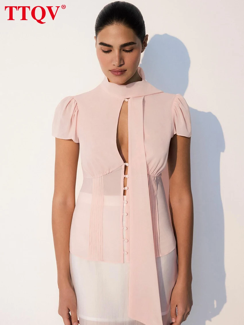 TTQV Fashion Loose Pink Women's Shirt 2026 Summer Bow Collar Short Sleeve Shirts Elegant Classic Lace-Up Top Female Clothing
TTQV Fashion Loose Pink Women's Shirt 2026 Summer Bow Collar Short Sleeve Shirts Elegant Classic Lace-Up Top Female Clothing
