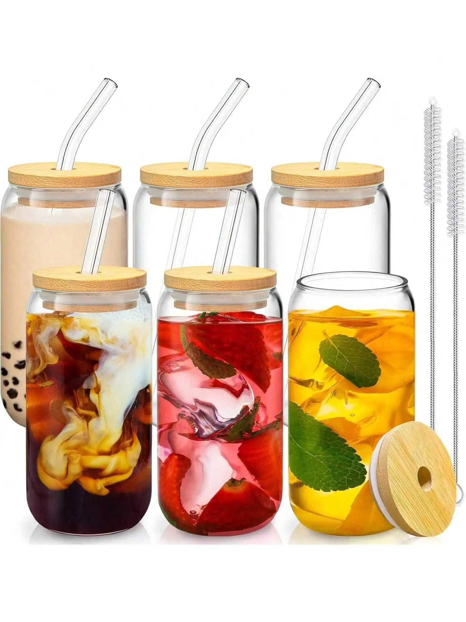 6 PCS Drinking Glasses With Bamboo Lids & Straws - 16oz Clear Water Cups For Iced Coffee, Tea, Cocktails, Whiskey, Soda.
6 PCS Drinking Glasses With Bamboo Lids & Straws - 16oz Clear Water Cups For Iced Coffee, Tea, Cocktails, Whiskey, Soda.