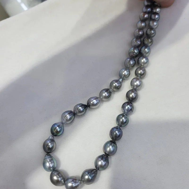 9-10mm Natural Tahitian Baroque Pearl Necklace, Unique Irregular South Sea Black Pearl Statement Jewelry with Sterling Silver
9-10mm Natural Tahitian Baroque Pearl Necklace, Unique Irregular South Sea Black Pearl Statement Jewelry with Sterling Silver
