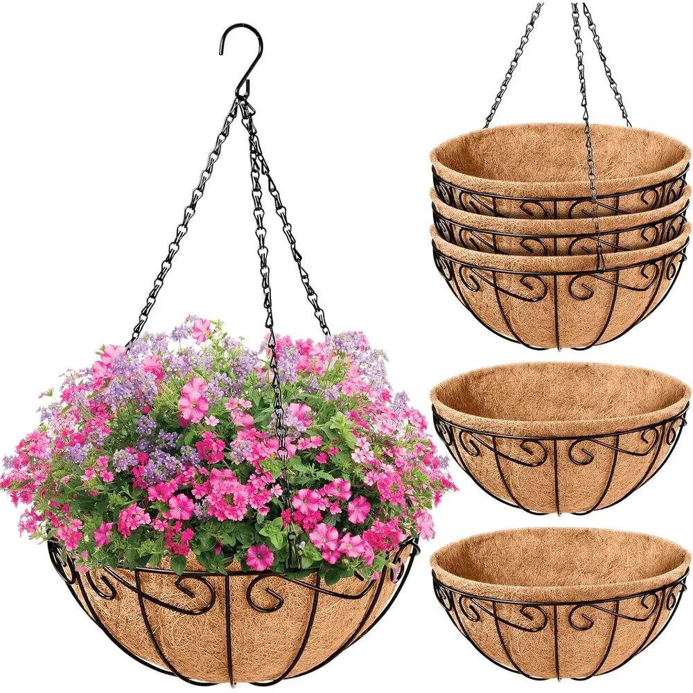 14 Inch Round Metal Hanging Planters with Coir Liner for Outdoor Garden Decorations
14 Inch Round Metal Hanging Planters with Coir Liner for Outdoor Garden Decorations