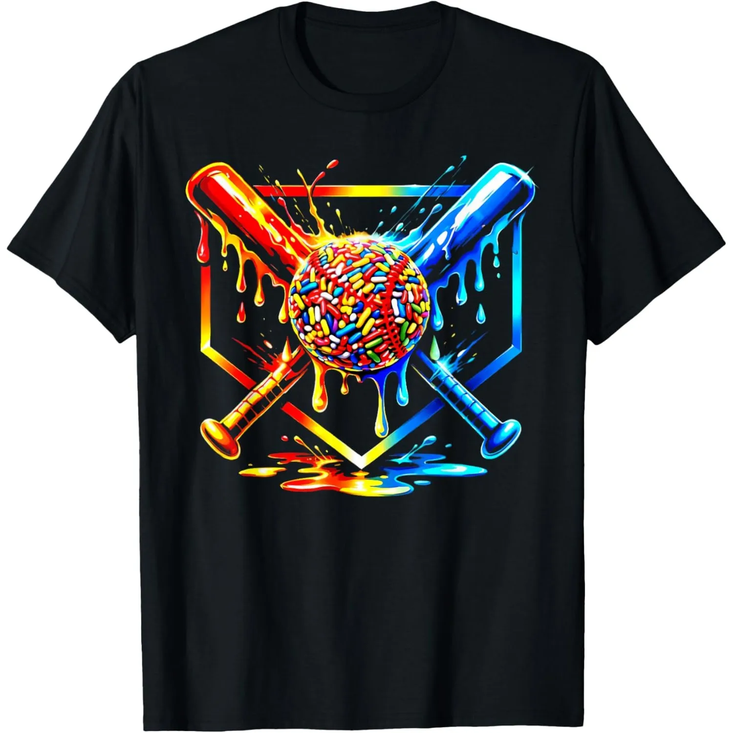 Sprinkle Baseball Graphic Tee Colorful Candy Drip Sport Lover Short Sleeve Crewneck T-Shirt
Sprinkle Baseball Graphic Tee Colorful Candy Drip Sport Lover Short Sleeve Crewneck T-Shirt