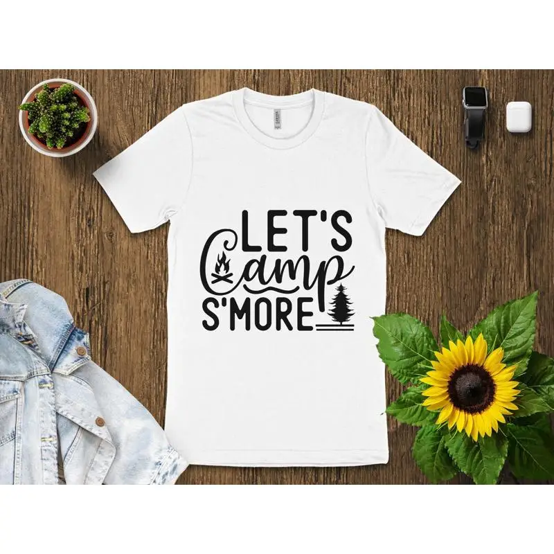 Футболка Let's Camp S'more для кемпинга, любителей природы, повседневная одежда для приключений на открытом воздухе 
Футболка Let's Camp S'more для кемпинга, любителей природы, повседневная одежда для приключений на открытом воздухе