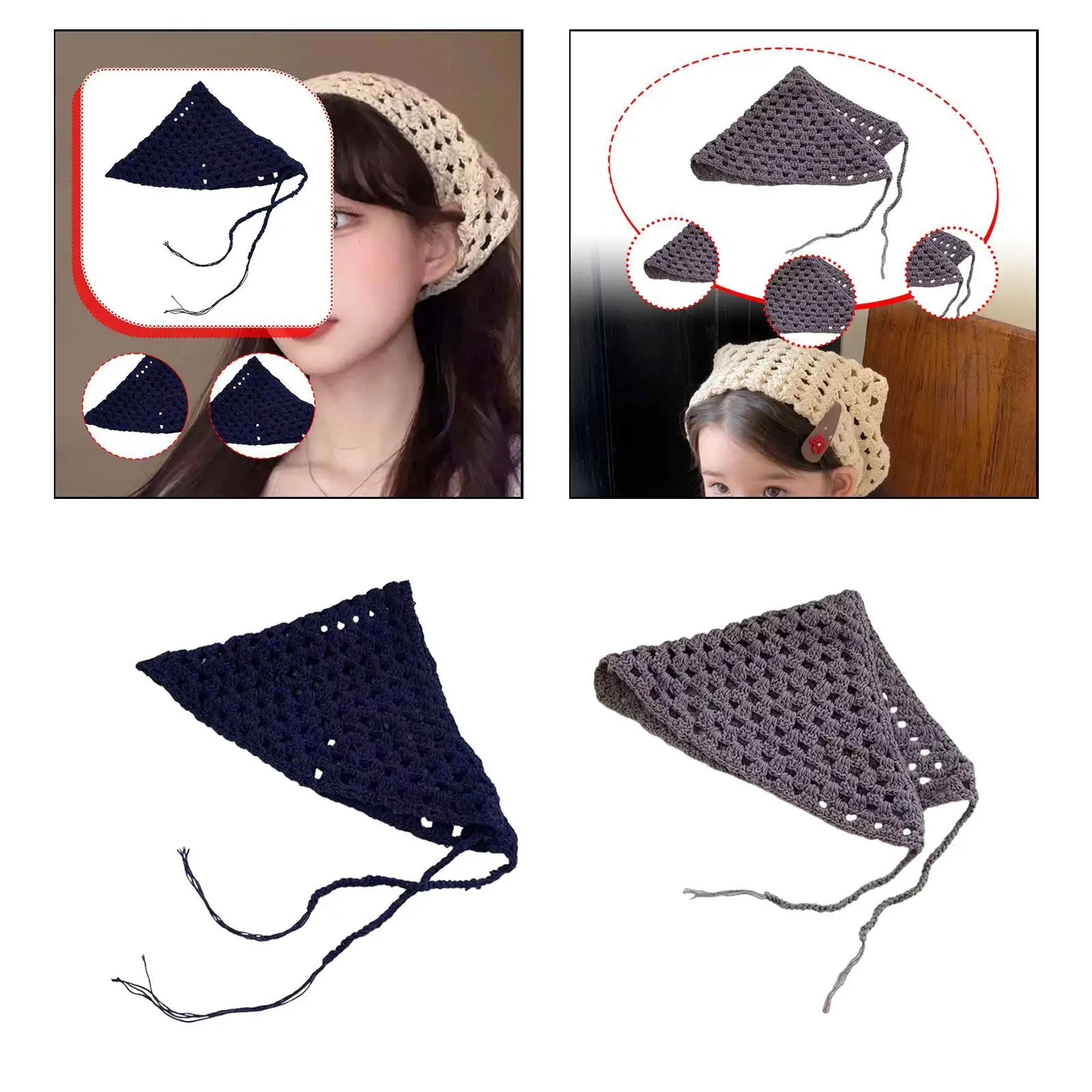 Head Scarf Photo Props Stylish Ornament Triangle Gifts Decoration Multifunctional Women Crochet Bandana Headband Head Kerchief
Head Scarf Photo Props Stylish Ornament Triangle Gifts Decoration Multifunctional Women Crochet Bandana Headband Head Kerchief