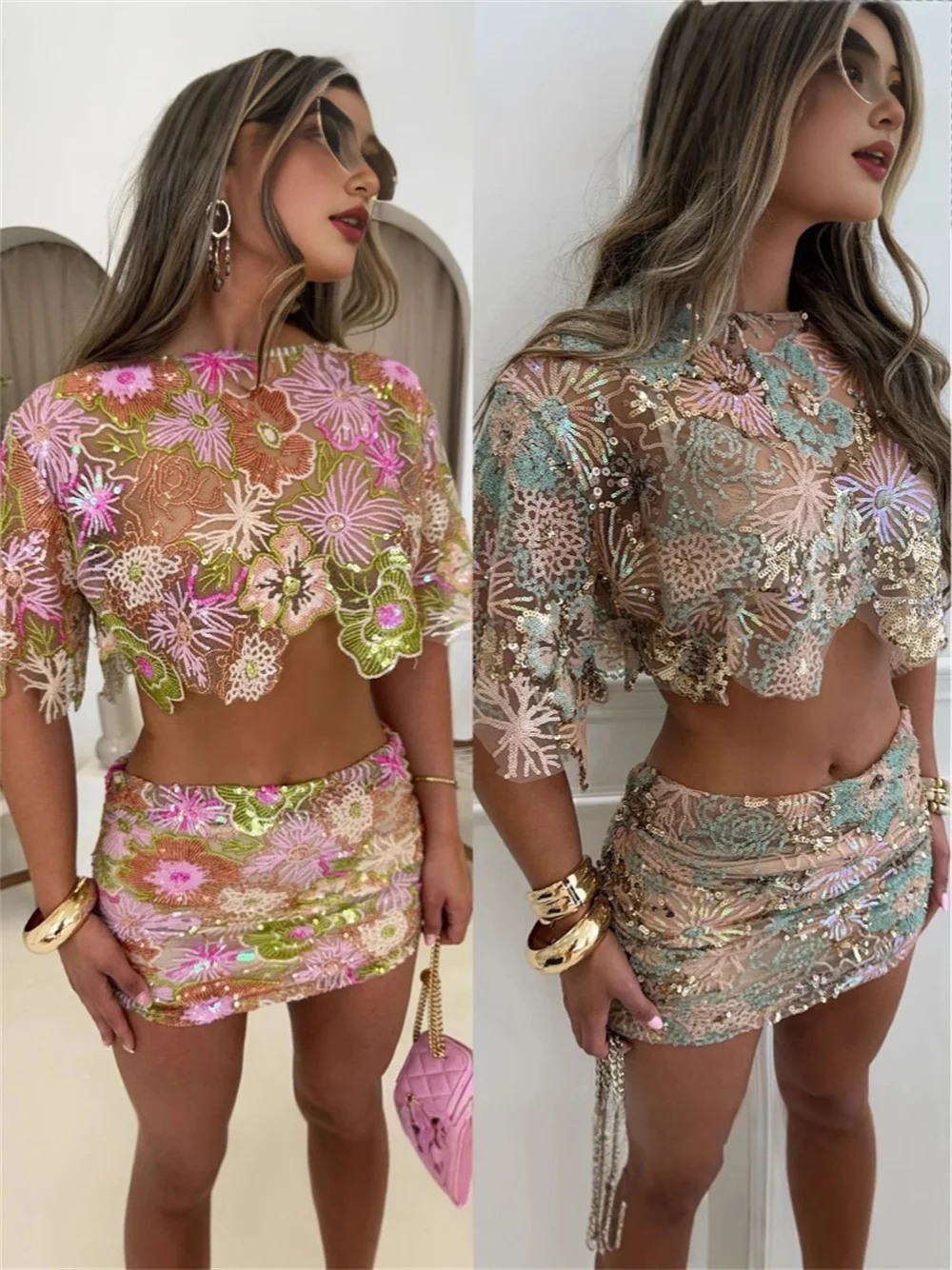 EINY Lace Sexy Embroidery Sequined Mini Skirt Sets 2 Pieces Women See Through Crop Tops Slim Dress Birthday Summer Party Suits
EINY Lace Sexy Embroidery Sequined Mini Skirt Sets 2 Pieces Women See Through Crop Tops Slim Dress Birthday Summer Party Suits