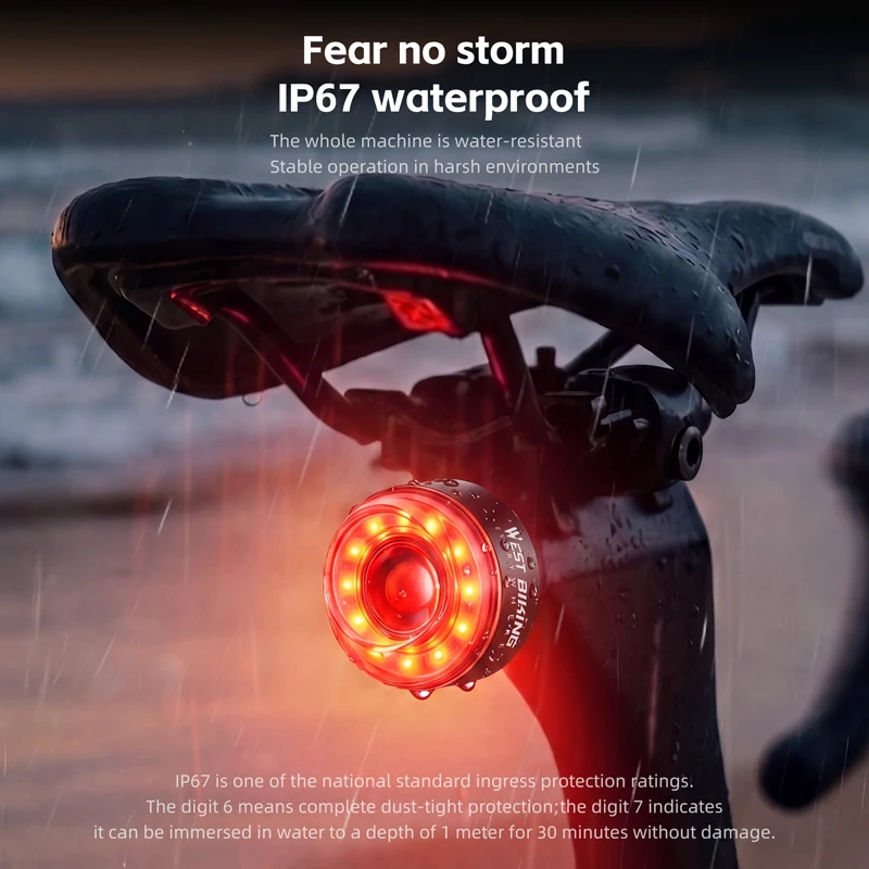 WEST BIKING Bicycle Rear Light Magnetic Bike Tail Light IP67 Waterproof 7Lighting Mode Smart Brake Sensor Rear Light Bike Access
WEST BIKING Bicycle Rear Light Magnetic Bike Tail Light IP67 Waterproof 7Lighting Mode Smart Brake Sensor Rear Light Bike Access
