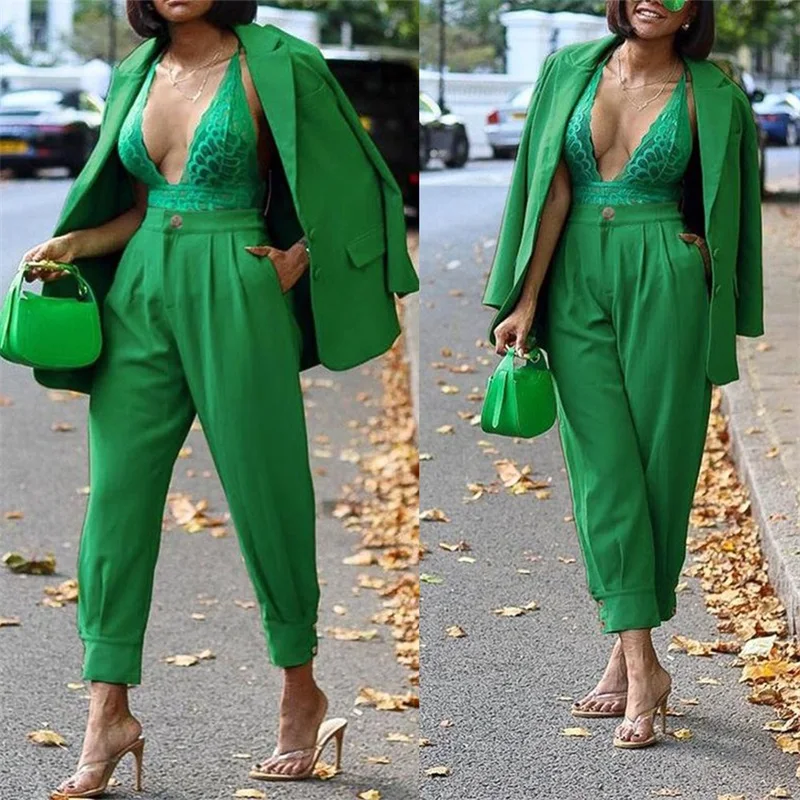 Fashion Green Women Suits Blazer 2 Pcs Peaked Lapel Evening Party Prom Dress Tuxedos Formal Loose Jacket+Pant Custom Made
Fashion Green Women Suits Blazer 2 Pcs Peaked Lapel Evening Party Prom Dress Tuxedos Formal Loose Jacket+Pant Custom Made