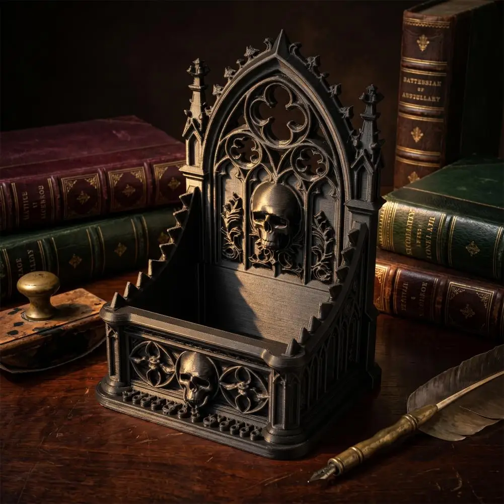 Gothic Spires Decor Storage Box Skull Pattern Organizer Style Storage Box with Hollow Patterns Engraved Organizer for Aromathera
Gothic Spires Decor Storage Box Skull Pattern Organizer Style Storage Box with Hollow Patterns Engraved Organizer for Aromathera