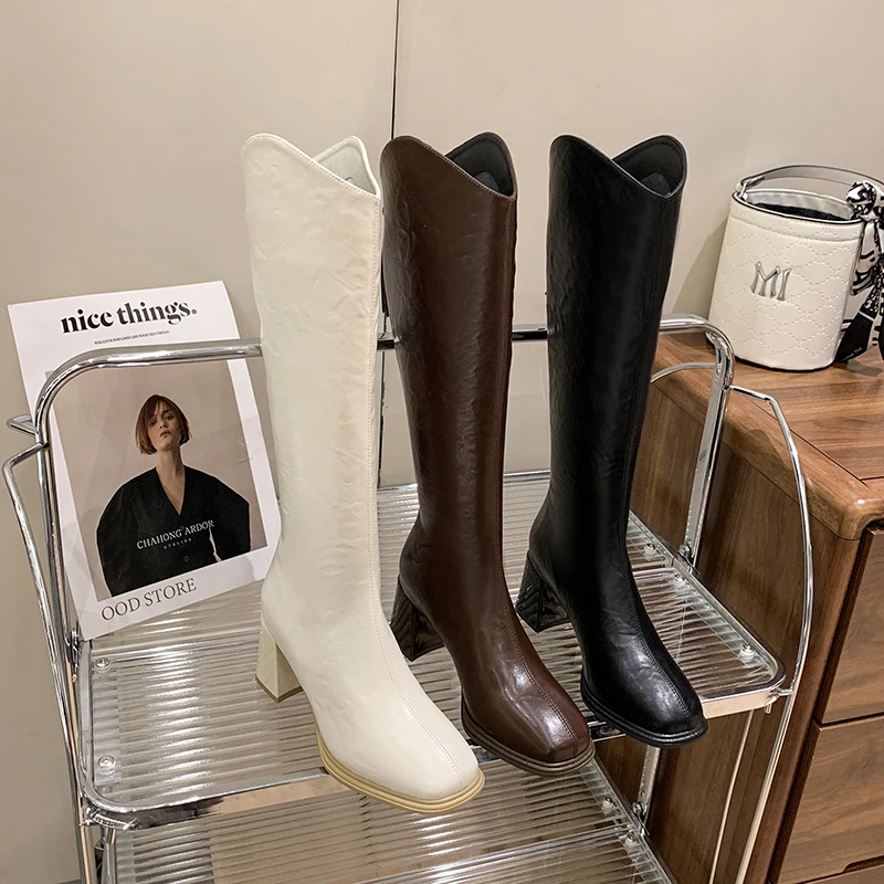 Осень-зима, женские сапоги до колена на толстом высоком каблуке, модные эластичные тонкие современные длинные сапоги, Botas Para Mujer 
Осень-зима, женские сапоги до колена на толстом высоком каблуке, модные эластичные тонкие современные длинные сапоги, Botas Para Mujer