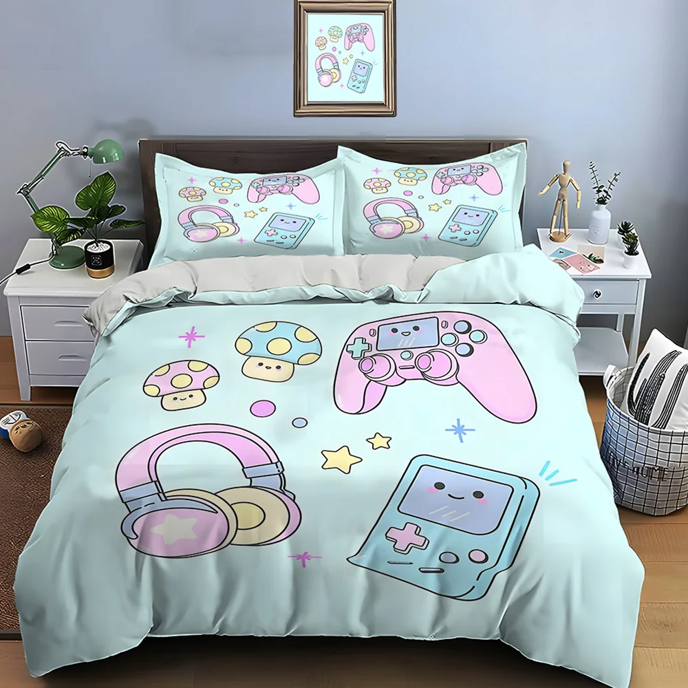 Cute gaming accessories and mushrooms Bedding Set for Kids Luxury Gift 3pcs Digital Print Comforter Set Soft Comfortable
Cute gaming accessories and mushrooms Bedding Set for Kids Luxury Gift 3pcs Digital Print Comforter Set Soft Comfortable