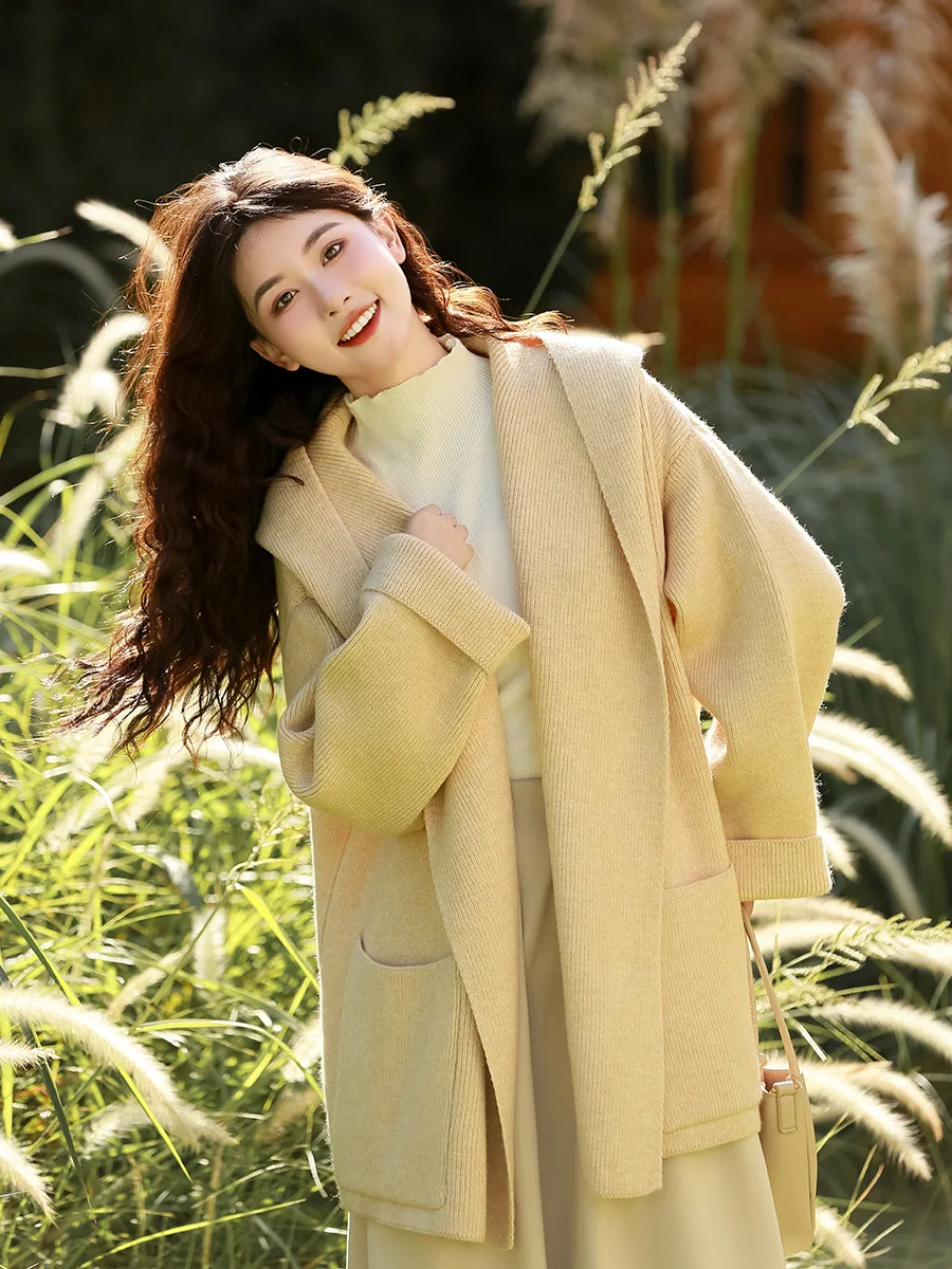Yellow Knitted Hooded Open Cardigan Simple Casual Sle Mid-Length Loose Fit Autumn New Arrival from Left Bank Color
Yellow Knitted Hooded Open Cardigan Simple Casual Sle Mid-Length Loose Fit Autumn New Arrival from Left Bank Color