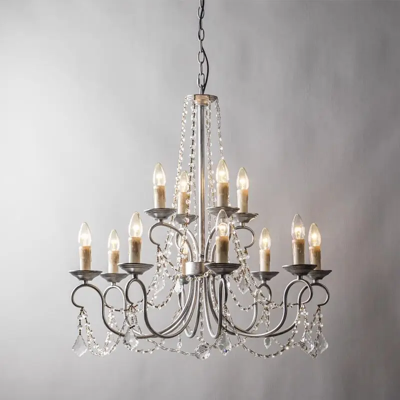 American Antique Silver/Bronze Crystal Chandelier Designer Bedroom Villa Living Room Main Lamp Loft vintage iron pendant Light
American Antique Silver/Bronze Crystal Chandelier Designer Bedroom Villa Living Room Main Lamp Loft vintage iron pendant Light