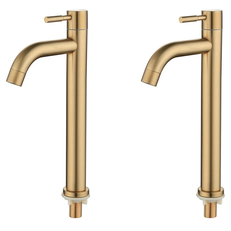 2X Brush Gold Single Cold Basin Faucet 304 Material Basin Mixer Bathroom Sink Faucet Water Wash Mixer Tap-B
2X Brush Gold Single Cold Basin Faucet 304 Material Basin Mixer Bathroom Sink Faucet Water Wash Mixer Tap-B
