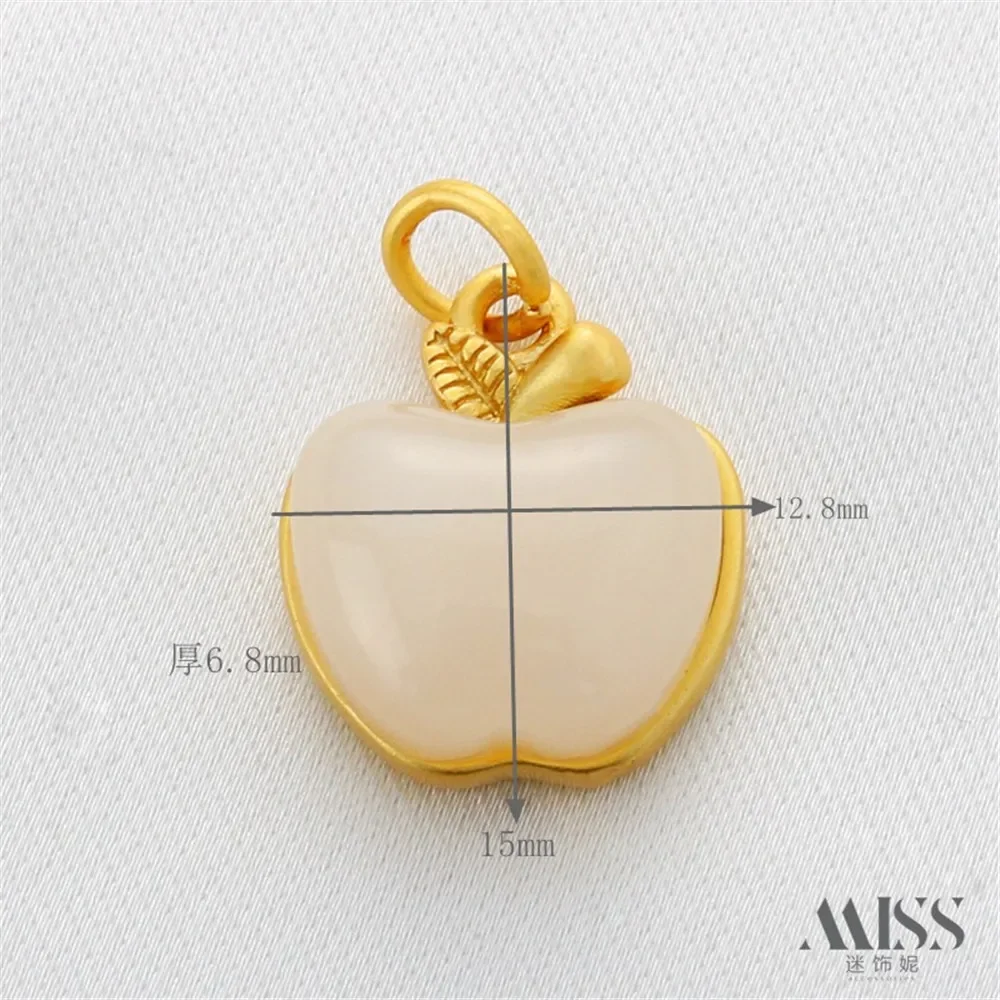 18K Gold Color Preservation Matte Gold Inlaid with Jade Star Moon Rabbit Apple Pendant DIY Handmade Bracelet Necklace Accessorie 
18K Gold Color Preservation Matte Gold Inlaid with Jade Star Moon Rabbit Apple Pendant DIY Handmade Bracelet Necklace Accessorie