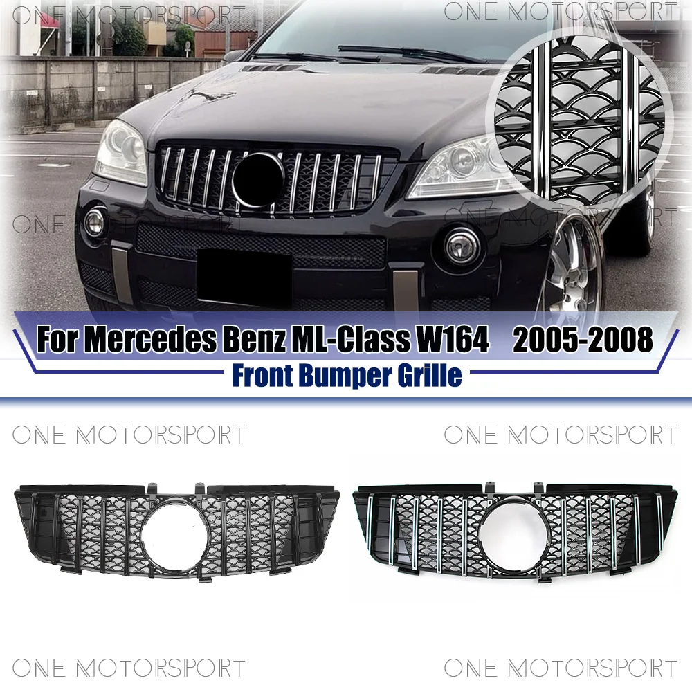 GTR Style Glossy Black Front Bumper Grille For Mercedes Benz ML-Class W164 2005-2008 ML320 ML350 ML500 ML550 Silver Upper Grille
GTR Style Glossy Black Front Bumper Grille For Mercedes Benz ML-Class W164 2005-2008 ML320 ML350 ML500 ML550 Silver Upper Grille