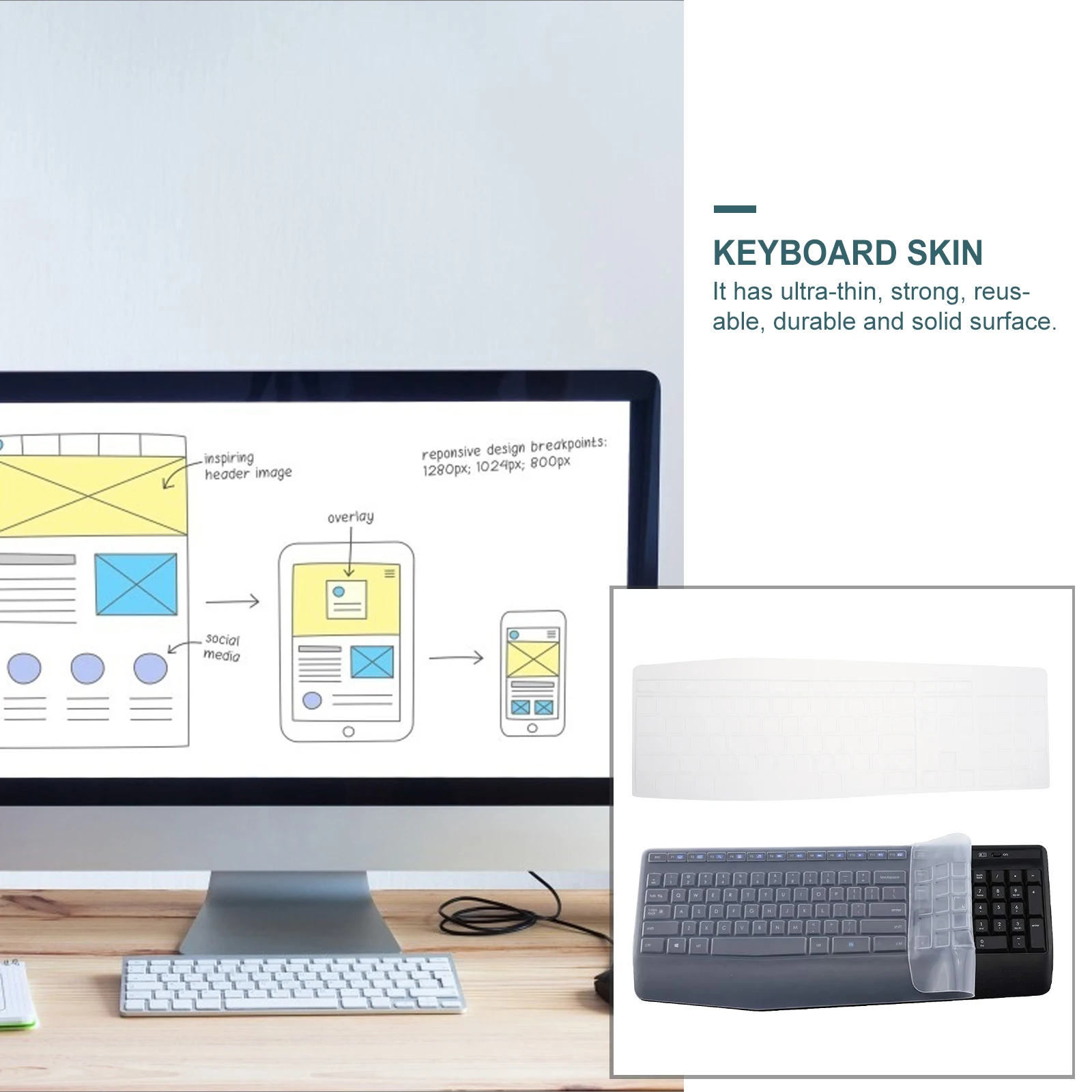 Silicone Keyboard Cover Washable Reusable Thin Durable Soundproof Film for Computer Keyboard Skin Protector Easy Clean
Silicone Keyboard Cover Washable Reusable Thin Durable Soundproof Film for Computer Keyboard Skin Protector Easy Clean