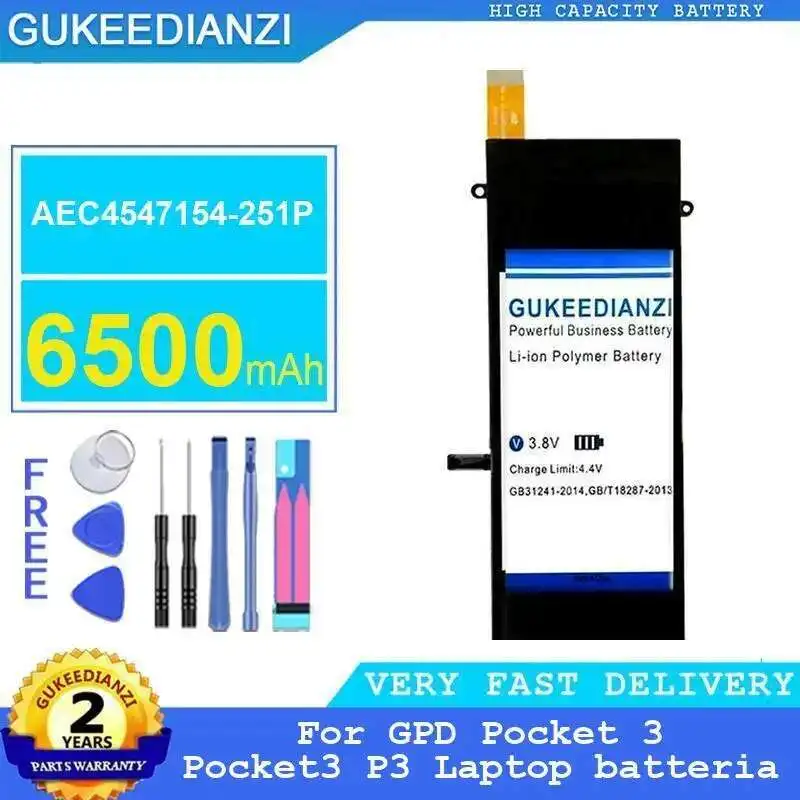 Laptop Battery For Gpd Pocket 3 Pocket3 P3 Batteria 6500Mah High-Capacity AEC4547154-251P
Laptop Battery For Gpd Pocket 3 Pocket3 P3 Batteria 6500Mah High-Capacity AEC4547154-251P