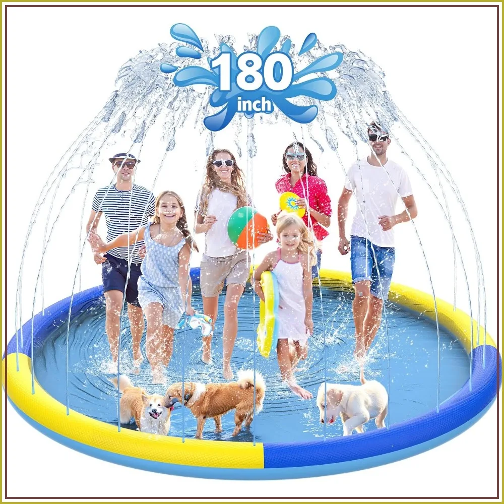 CACSPS 180" Non-Slip Splash Pad, Thicken Sprinkler Pool for Kids & Dogs, Extra Large Backyard Wading Pool Outdoor Water Toys
CACSPS 180" Non-Slip Splash Pad, Thicken Sprinkler Pool for Kids & Dogs, Extra Large Backyard Wading Pool Outdoor Water Toys