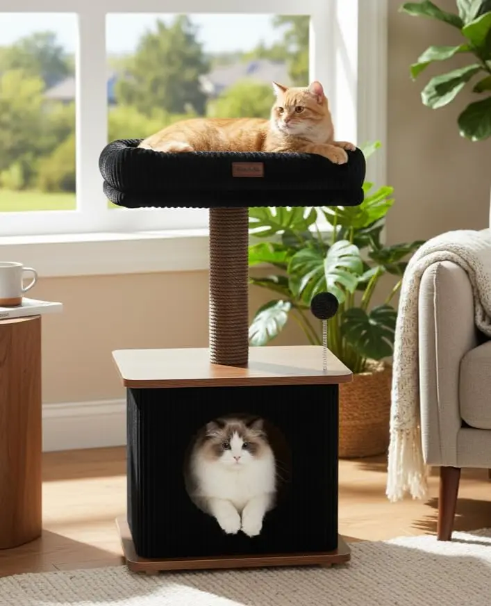 Modern Cat Tree for Indoor Cats, Nordic Loft Style, Cat Tower for Kitten with Sisal Scratching Posts
Modern Cat Tree for Indoor Cats, Nordic Loft Style, Cat Tower for Kitten with Sisal Scratching Posts
