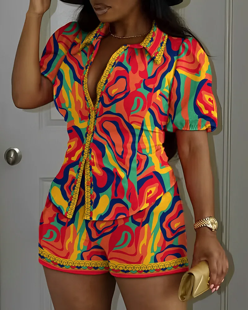 Heart Multi-Color Abstract Print Striped Top & Pocket Design Shorts Set Women Summer Spring Casual Shirt Tops High Waist Shorts
Heart Multi-Color Abstract Print Striped Top & Pocket Design Shorts Set Women Summer Spring Casual Shirt Tops High Waist Shorts