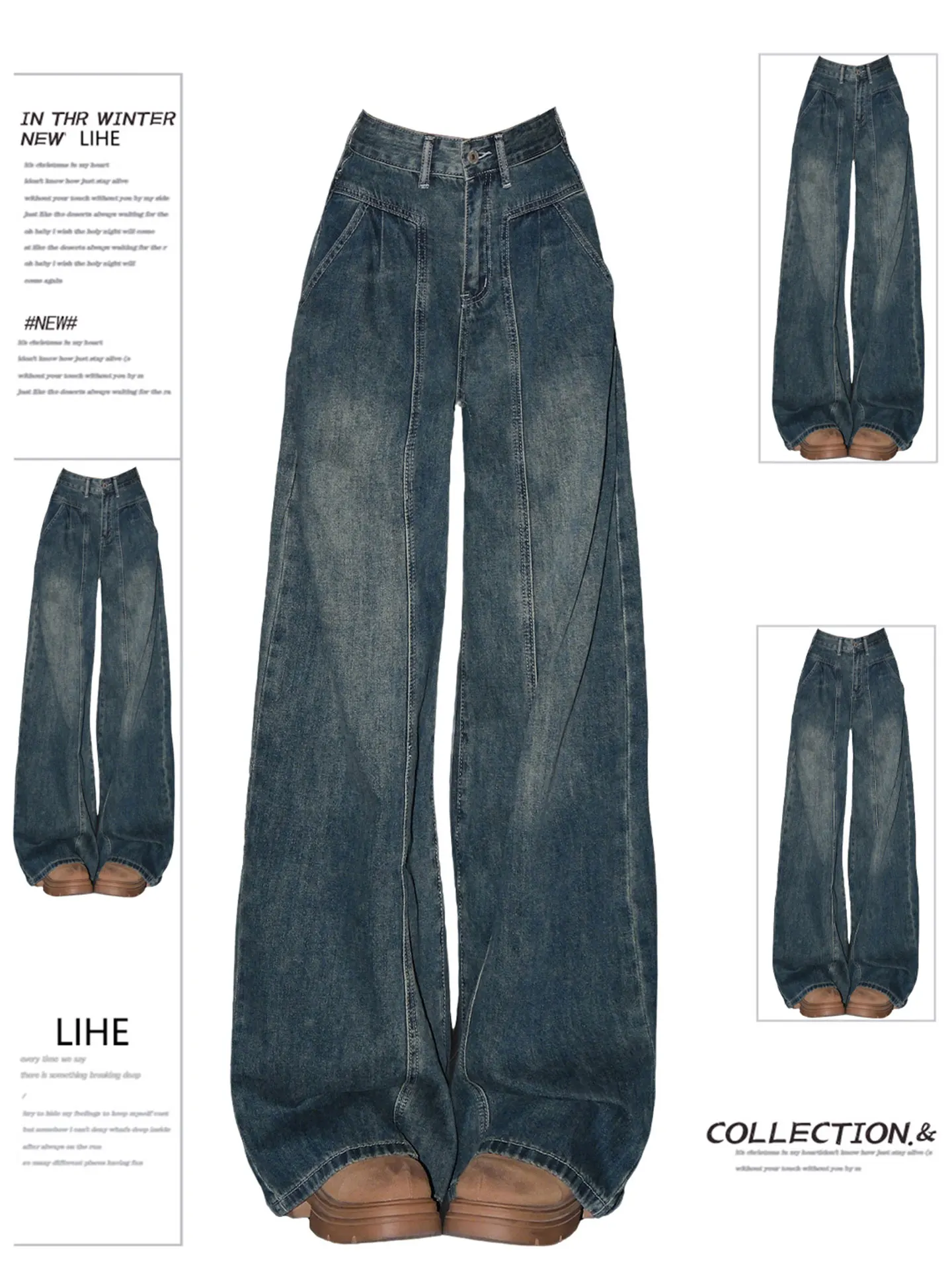 Retro Blue Wide Leg Denim Jeans Women's Faionable Loose plus Size Drapey Floor-Length Pants Casual Wear All-Season
Retro Blue Wide Leg Denim Jeans Women's Faionable Loose plus Size Drapey Floor-Length Pants Casual Wear All-Season