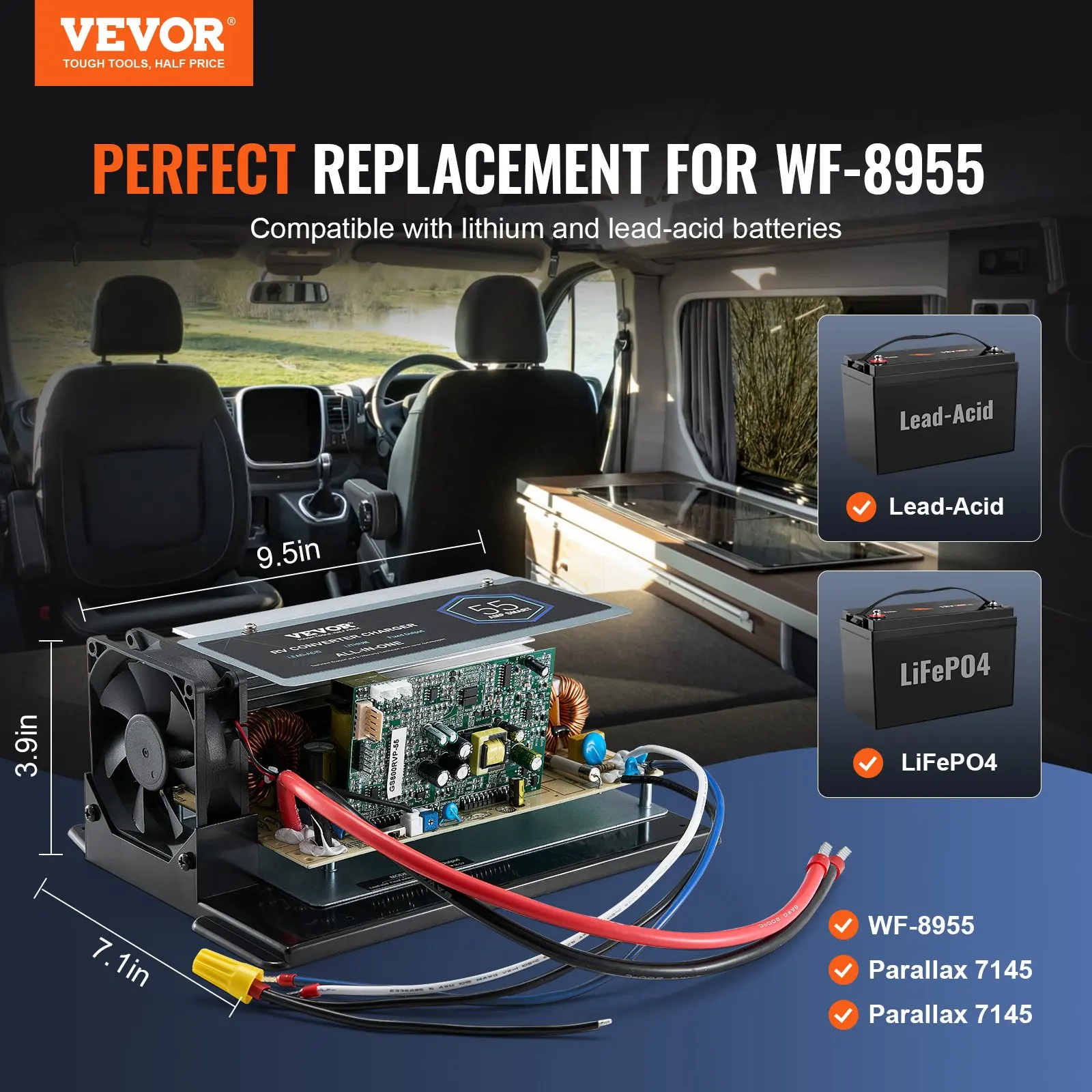 WF-8955-AD-MBA Main Board Assembly 55 Amp RV Converter Replacement Unit
WF-8955-AD-MBA Main Board Assembly 55 Amp RV Converter Replacement Unit