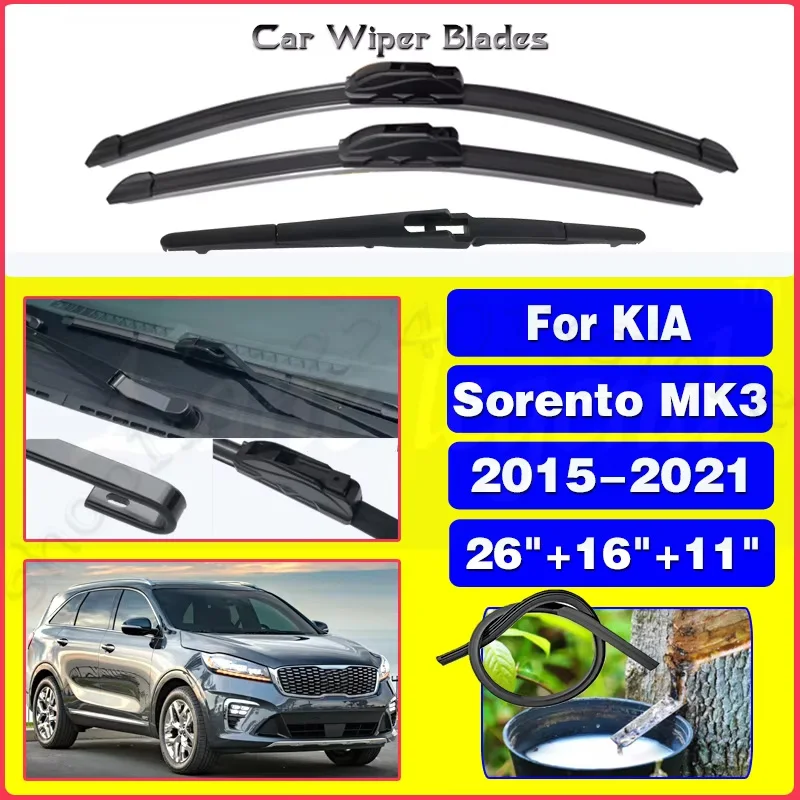 For KIA Sorento MK3 2015-2021 Car Front Rear Wiper Blades Soft Rubber Windscreen Wipers Auto Windshield 26"16"11" 2017 2018 2019
For KIA Sorento MK3 2015-2021 Car Front Rear Wiper Blades Soft Rubber Windscreen Wipers Auto Windshield 26"16"11" 2017 2018 2019