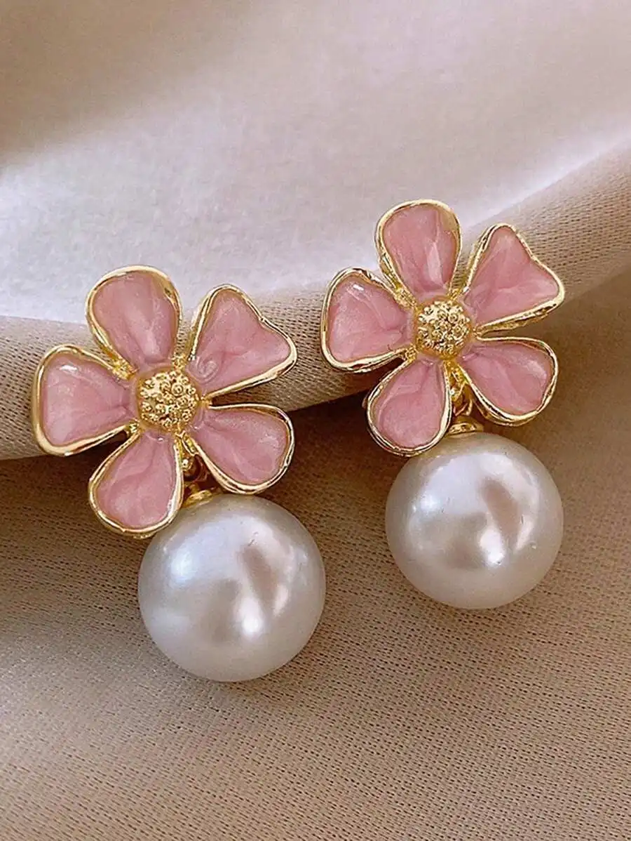 Fashion Vintage Pink Flower Faux Pearl Drop Earrings For Women Daily Wear
Fashion Vintage Pink Flower Faux Pearl Drop Earrings For Women Daily Wear