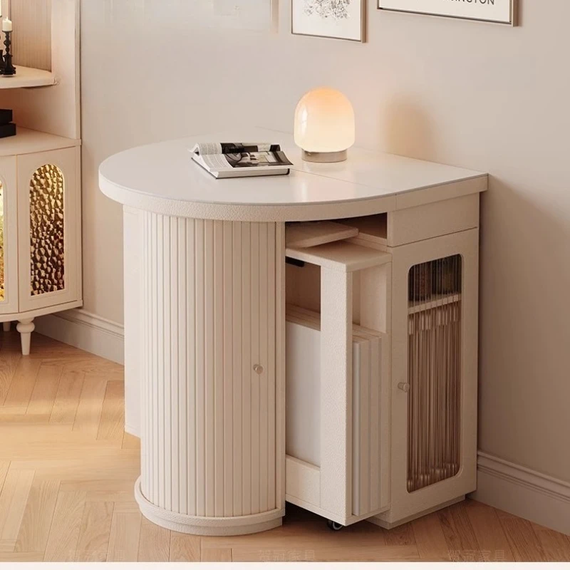 Cream wind rock slab retractable dining table small apartment round household solid wood foldable dual-purpose space-saving
Cream wind rock slab retractable dining table small apartment round household solid wood foldable dual-purpose space-saving