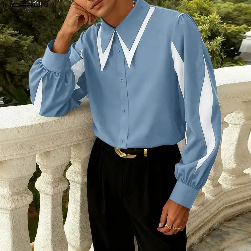 Мужская рубашка INCERUN, пэчворк, 2026, свободный крой, с отложным воротником, длинный рукав, мужская одежда, уличный стиль, модные топы с цветовыми блоками, повседневные мужские рубашки
Мужская рубашка INCERUN, пэчворк, 2026, свободный крой, с отложным воротником, длинный рукав, мужская одежда, уличный стиль, модные топы с цветовыми блоками, повседневные мужские рубашки