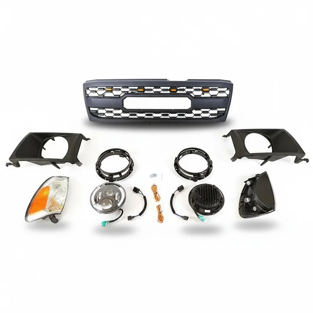 Front Grille, Head Lamp Surround Brackets, Black ABS Baking Varnish Honeycomb Mesh Grille for Land Cruiser LC100 2003-2006
Front Grille, Head Lamp Surround Brackets, Black ABS Baking Varnish Honeycomb Mesh Grille for Land Cruiser LC100 2003-2006