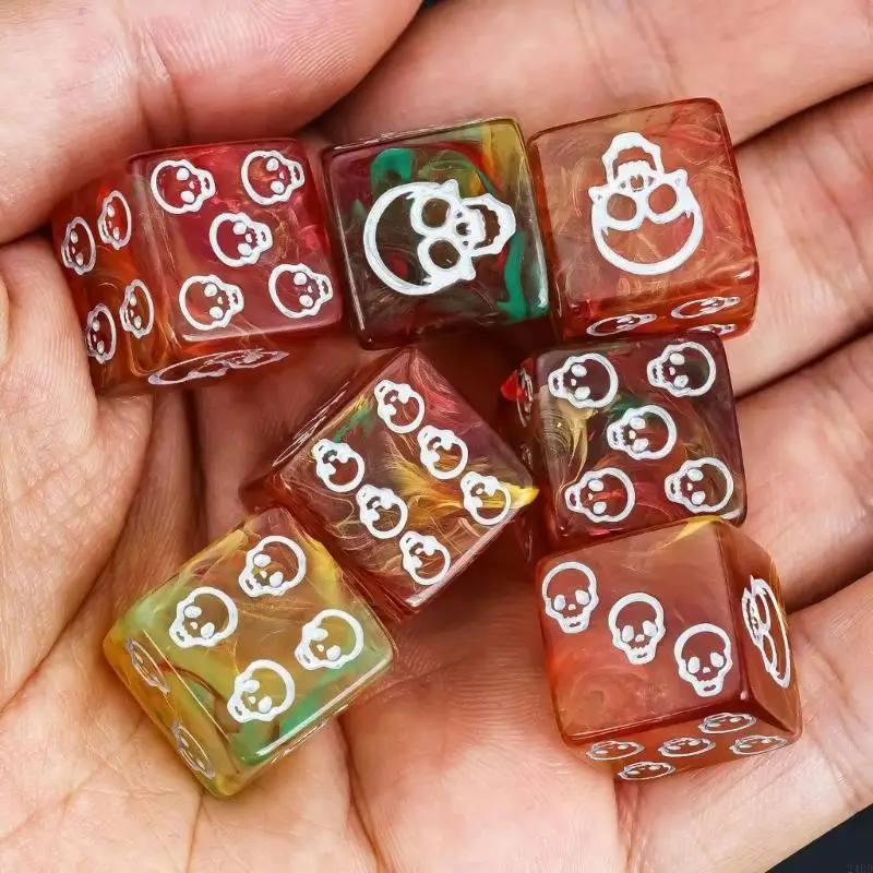 10 шт. акриловые ролевые кубики с рисунком черепа, 6-сторонние кубики, круглые угловые кубики, 24BD 
10 шт. акриловые ролевые кубики с рисунком черепа, 6-сторонние кубики, круглые угловые кубики, 24BD