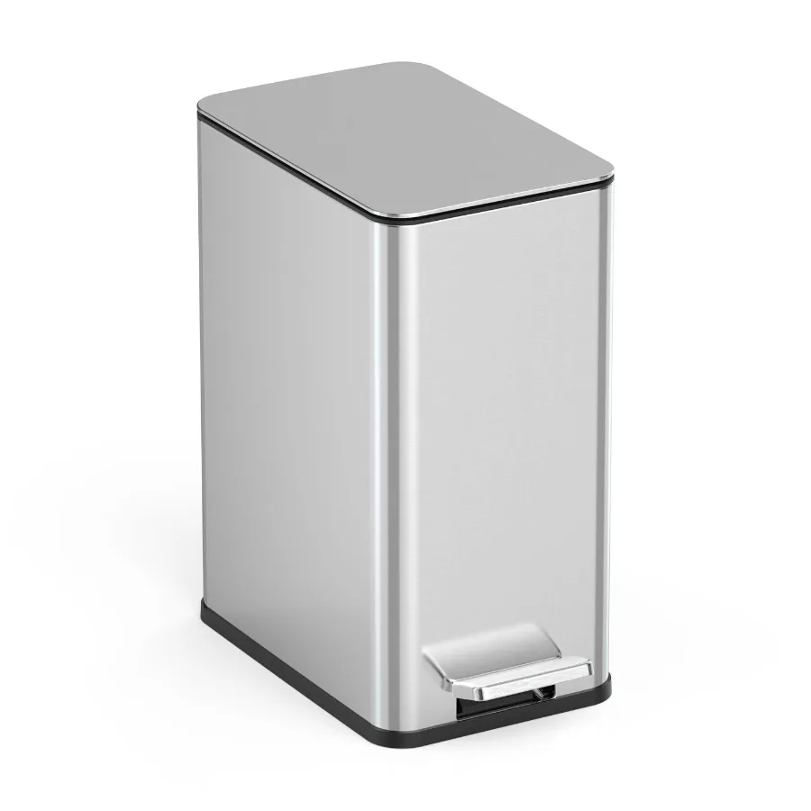 Bathroom Trash Can, 3 Gallon stainless steel, Step Garbage Bin with Soft Close lid, Silver
Bathroom Trash Can, 3 Gallon stainless steel, Step Garbage Bin with Soft Close lid, Silver