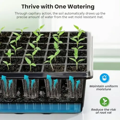 60-Cell Capillary Watering Seedling Tray With Full-Spectrum LED Light And 4-Inch Clear Dome For Indoor Herb Germination
60-Cell Capillary Watering Seedling Tray With Full-Spectrum LED Light And 4-Inch Clear Dome For Indoor Herb Germination