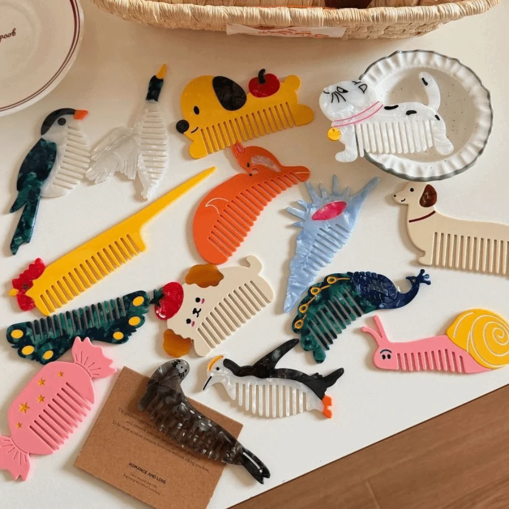 Pointed Tail Comb Puppy Animal Acetate Comb Acetic Acid Flower Cartoon Makeup Comb Fruit Wide Toothed Hairdressing Combs Student
Pointed Tail Comb Puppy Animal Acetate Comb Acetic Acid Flower Cartoon Makeup Comb Fruit Wide Toothed Hairdressing Combs Student