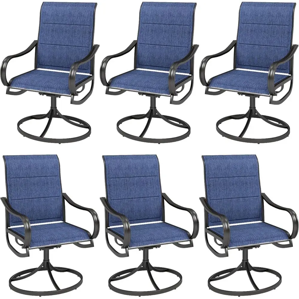 6-Piece High-Back Swivel Patio Dining Chair Set with Padded Navy Fabric and Black Frame for Outdoor Spaces
6-Piece High-Back Swivel Patio Dining Chair Set with Padded Navy Fabric and Black Frame for Outdoor Spaces