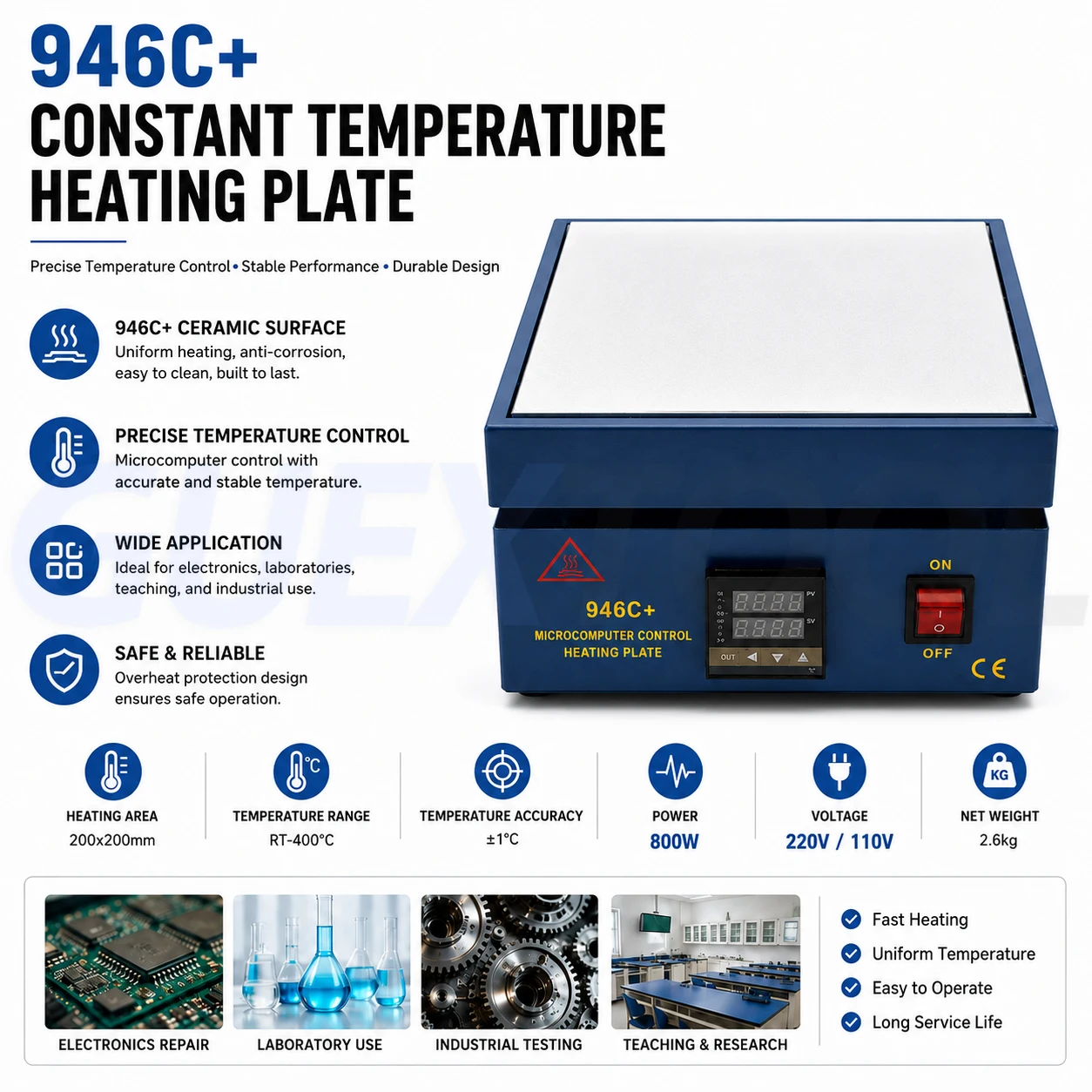 Constant Temperature Electronic Hot Plate Preheat Digital Preheating Station 200x200mm For PCB SMD Heating Led Lamp Desoldering
Constant Temperature Electronic Hot Plate Preheat Digital Preheating Station 200x200mm For PCB SMD Heating Led Lamp Desoldering