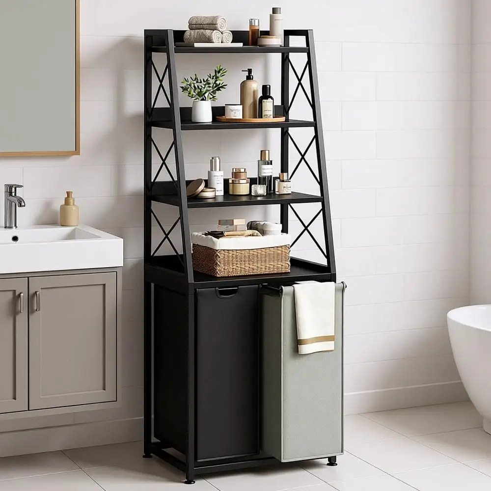 Laundry Basket, 2 Section Laundry Hamper with 4 Tiers Shel, Pull-Out and Removable Laundry Bags, Large 2 x 15.87 Gallons, or Bed
Laundry Basket, 2 Section Laundry Hamper with 4 Tiers Shel, Pull-Out and Removable Laundry Bags, Large 2 x 15.87 Gallons, or Bed