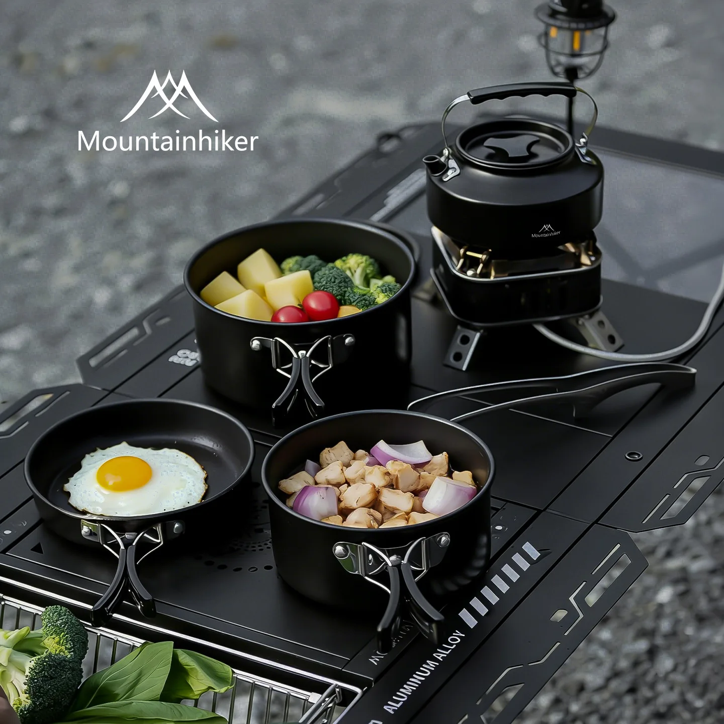 MOUNTAINHIKER Hiking Picnic Equipment Portable Camping Cookware Set Outdoor Pot Cooking Water Kettle Pan Set Tableware
MOUNTAINHIKER Hiking Picnic Equipment Portable Camping Cookware Set Outdoor Pot Cooking Water Kettle Pan Set Tableware