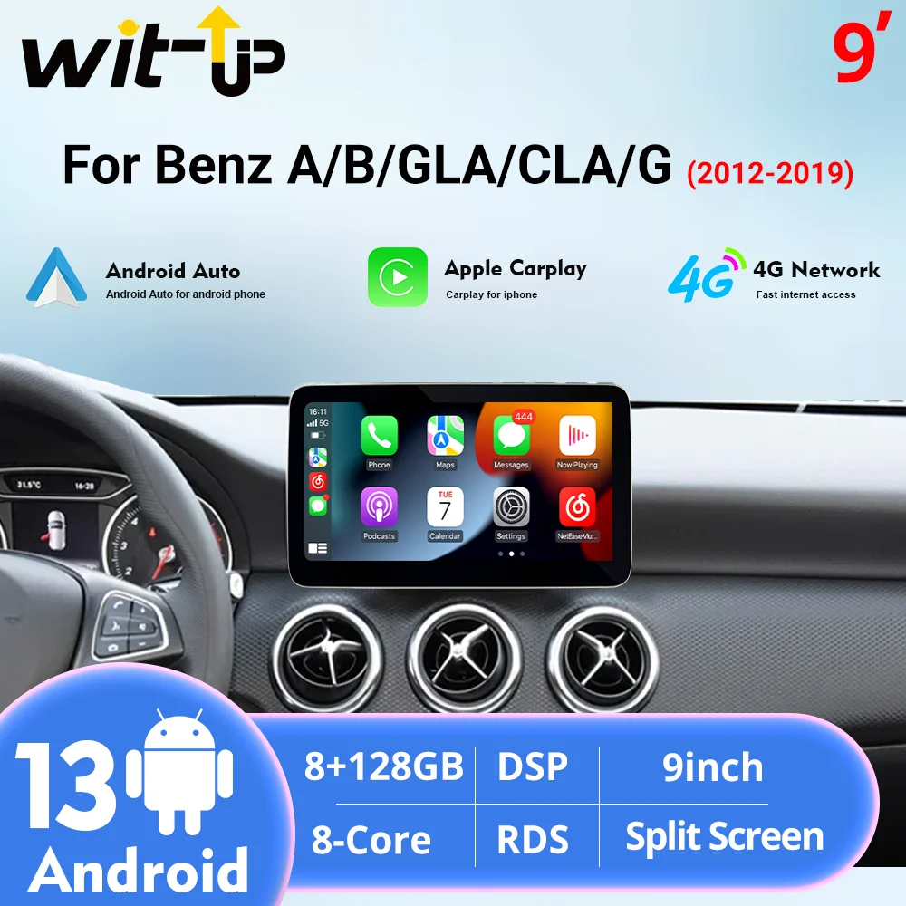 Wit-Up Wireless CarPlay Android Auto Car Radio Multimedia Video Player for Benz a W176 G W460 GLA X156 CLA C117 with 9'' Screen
Wit-Up Wireless CarPlay Android Auto Car Radio Multimedia Video Player for Benz a W176 G W460 GLA X156 CLA C117 with 9'' Screen