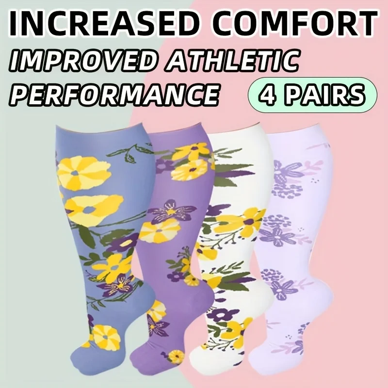 4 Pairs Extra Large Compression Socks, Unisex, Wide Design, Plus Size (15-20 mmHg), Knee High Socks for Nurses and Pregnant Women, Ideal for Travel, Running and Hiking
4 Pairs Extra Large Compression Socks, Unisex, Wide Design, Plus Size (15-20 mmHg), Knee High Socks for Nurses and Pregnant Women, Ideal for Travel, Running and Hiking