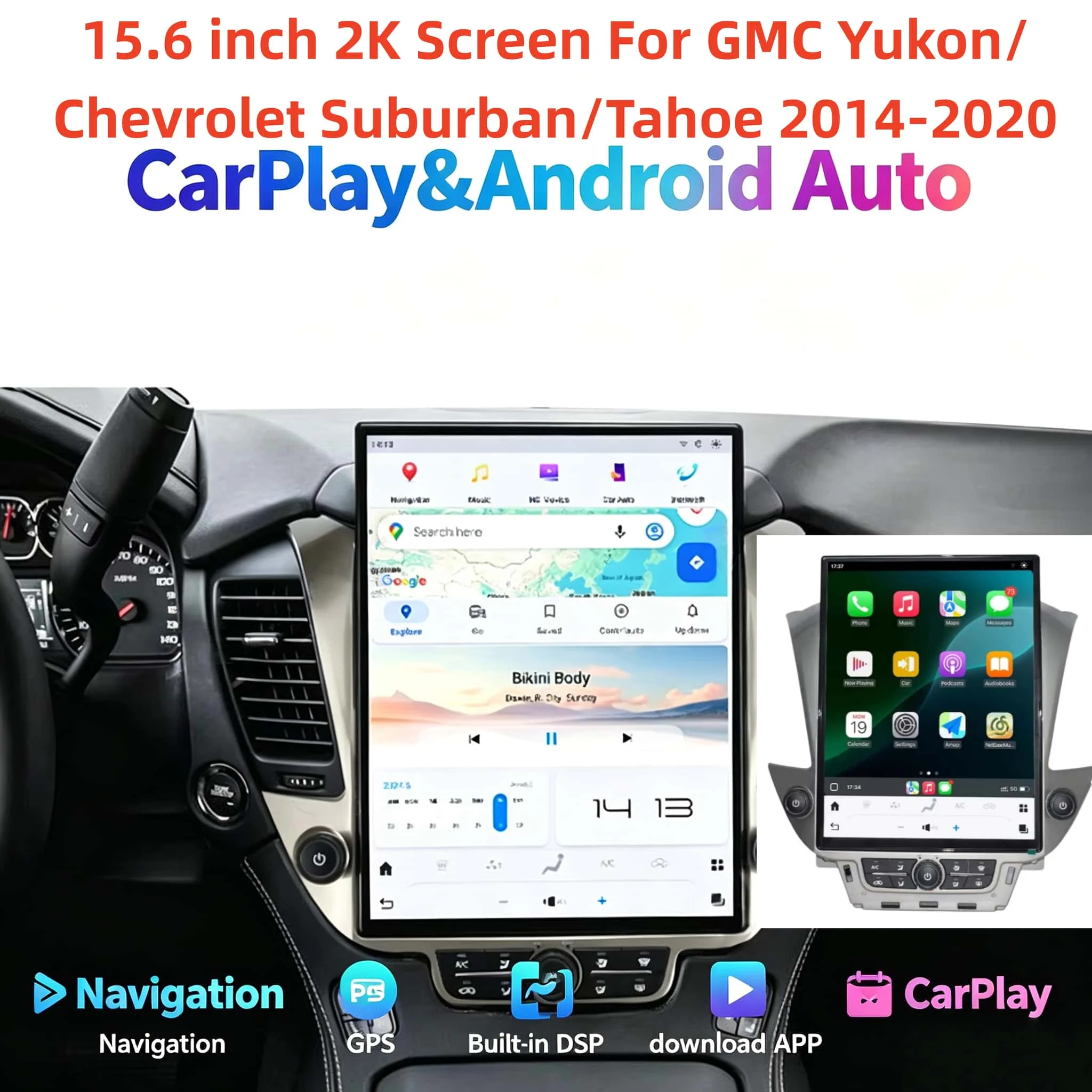 15.6" Multimedia Android 13 Car Stereo Radio For GMC Yukon/Chevrolet Suburban/Tahoe 2014-2020 Carplay Player Unit Touch Screen
15.6" Multimedia Android 13 Car Stereo Radio For GMC Yukon/Chevrolet Suburban/Tahoe 2014-2020 Carplay Player Unit Touch Screen