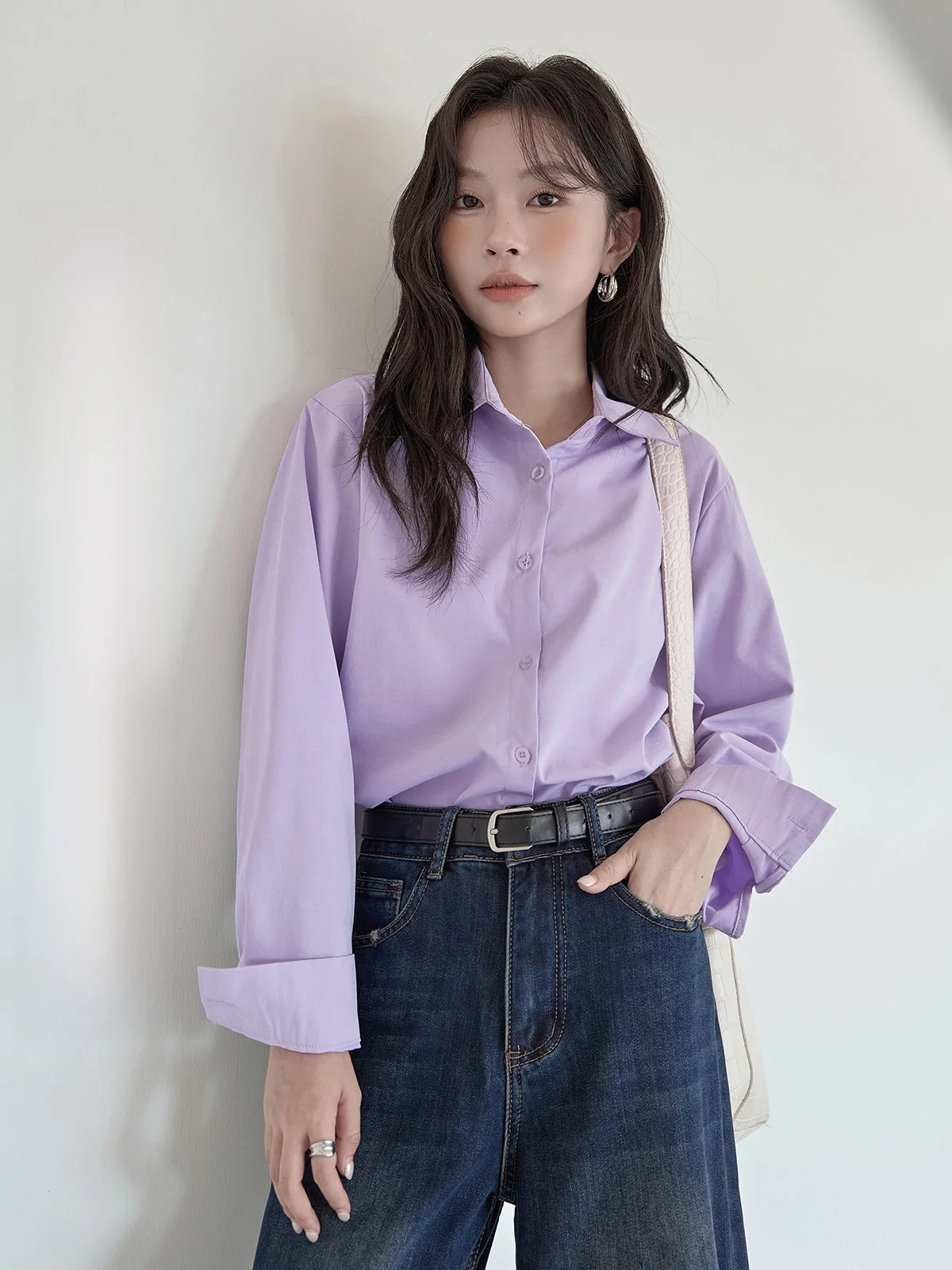 HuiXi Purple Long Sve Collar irt Women's Autumn Winter New Simple Versatile Ele Sle Skin-friendly Breathable
HuiXi Purple Long Sve Collar irt Women's Autumn Winter New Simple Versatile Ele Sle Skin-friendly Breathable