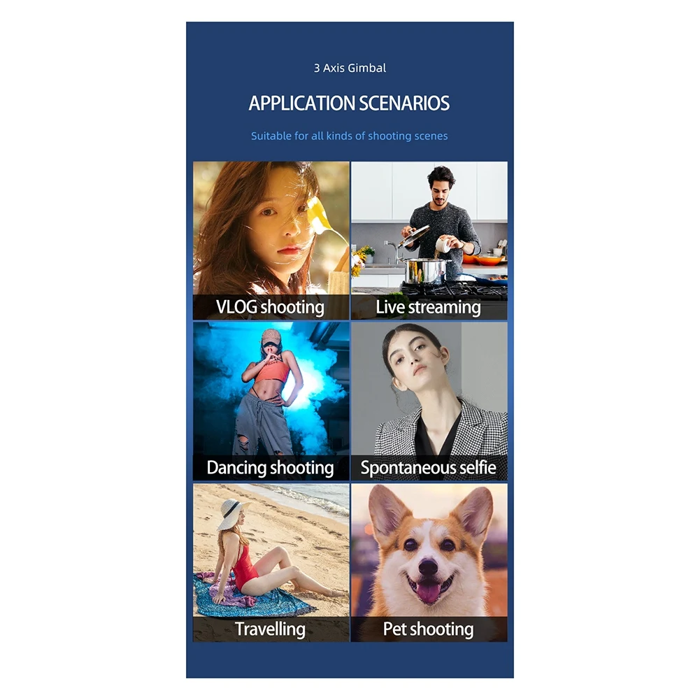 3-осевой стабилизатор подвеса CEA для смартфонов, отслеживание лица с поддержкой приложения, масштабирование колес, панорамные фотографии с автоматическим выстрелом
3-осевой стабилизатор подвеса CEA для смартфонов, отслеживание лица с поддержкой приложения, масштабирование колес, панорамные фотографии с автоматическим выстрелом