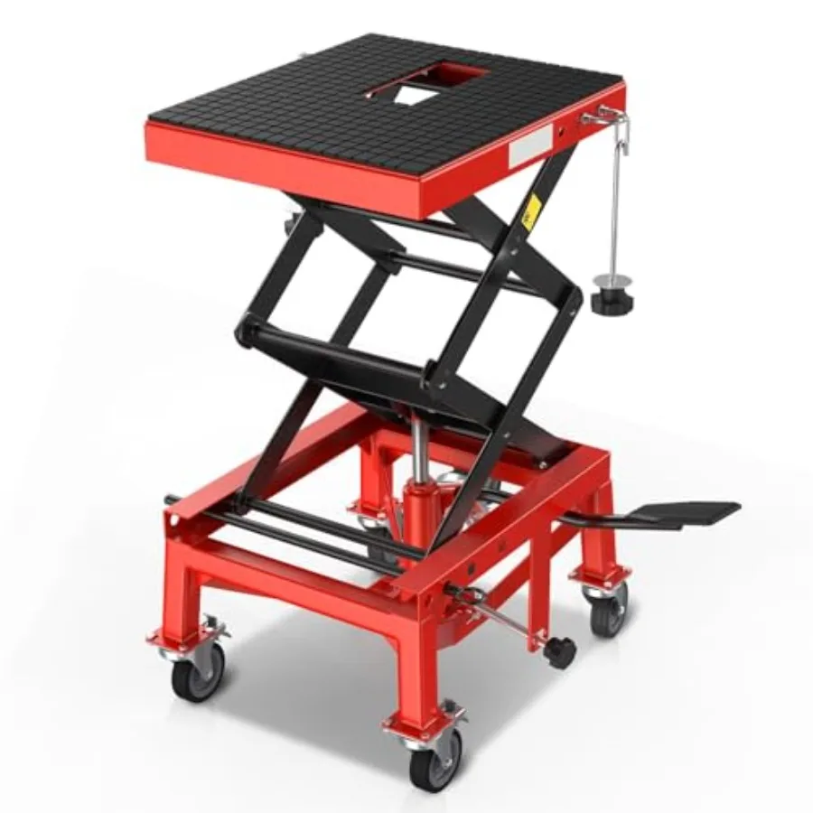 Сверхмощный гидравлический подъемный домкрат для мотоцикла, стол для обслуживания квадроциклов и мотоциклов с ножной подставкой для ножниц, 300 фунтов, Capa
Сверхмощный гидравлический подъемный домкрат для мотоцикла, стол для обслуживания квадроциклов и мотоциклов с ножной подставкой для ножниц, 300 фунтов, Capa